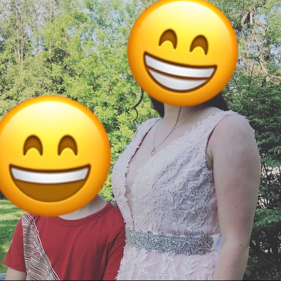 Flower Lace Pink Prom Dress - Picture 10 of 11